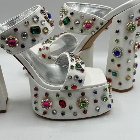 AZALEA WANG Breeze Embellished Sandal in White Jewel Rhinestone Sz 10 - Picture 6 of 9